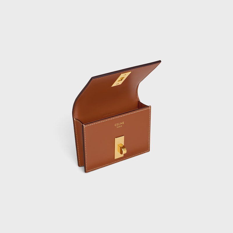 porta carte con patta 16 in vitello satinato