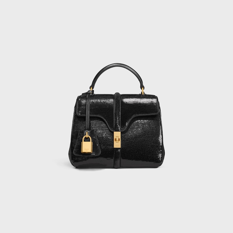mini 16 in paillettes e pelle di vitello