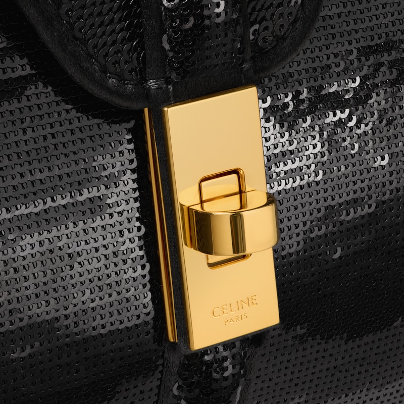 mini 16 in paillettes e pelle di vitello