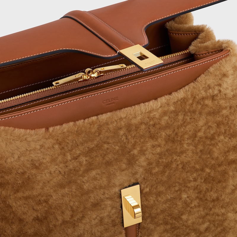 borsa classique 16 in shearling e pelle di vitello