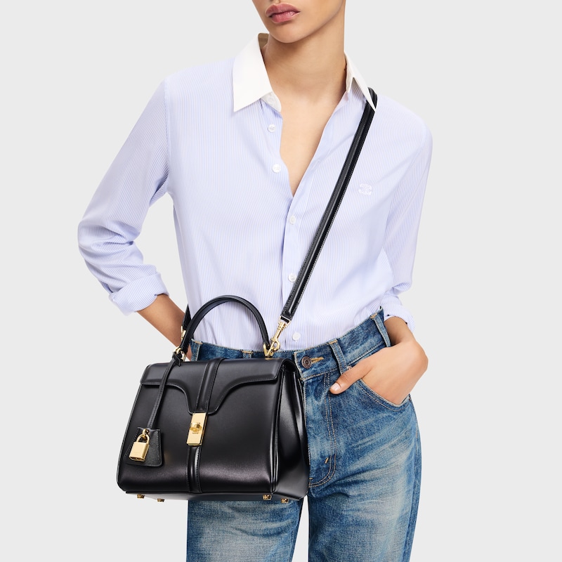 borsa piccola 16 in pelle di vitello satinata