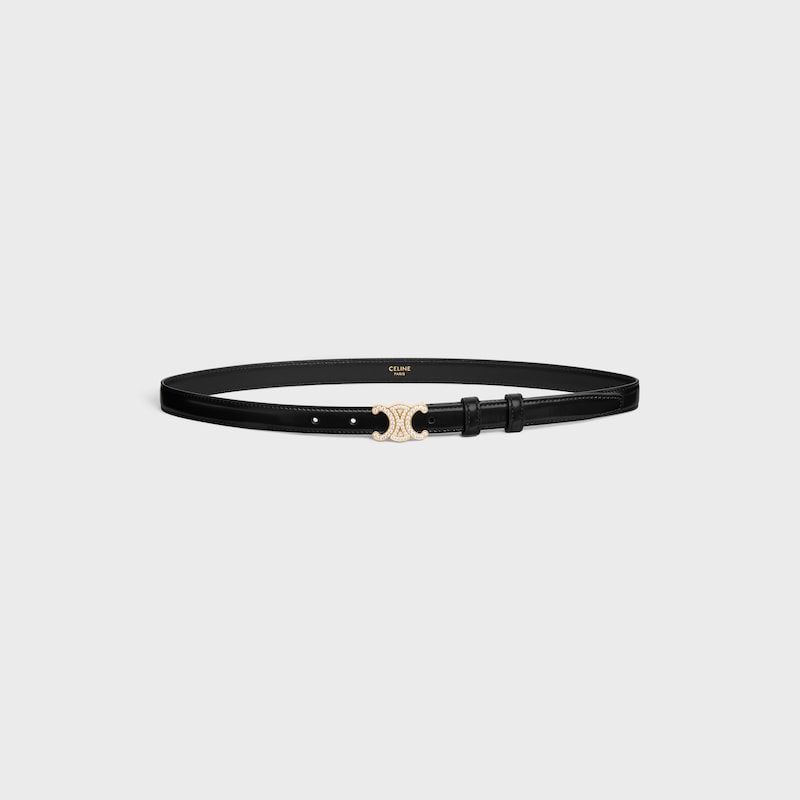 cintura piccola triomphe 18mm con strass in pelle taurillon