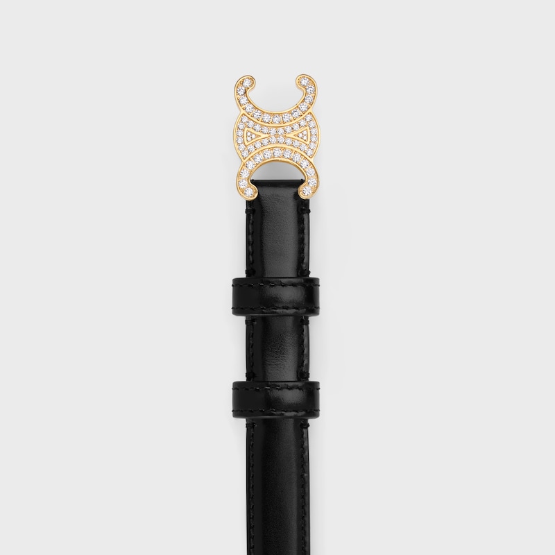cintura piccola triomphe 18mm con strass in pelle taurillon