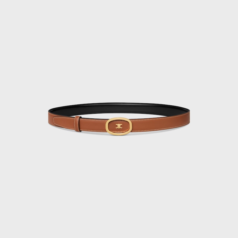 cintura celine alix reversibile media da 25 mm in taurillon e pelle di vitello naturale