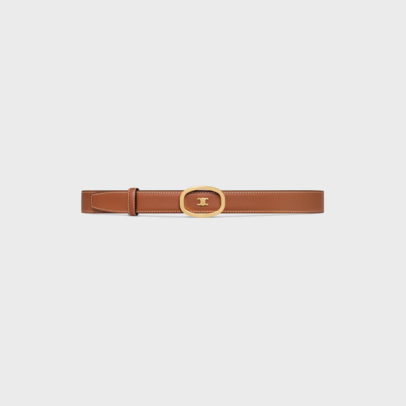 cintura celine alix reversibile media da 25 mm in taurillon e pelle di vitello naturale