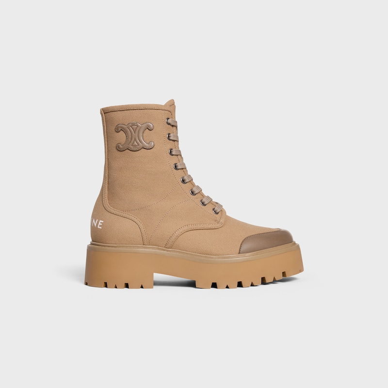stivale celine bulky con lacci in tela e pelle di vitello