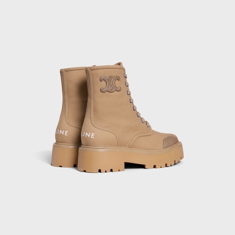 stivale celine bulky con lacci in tela e pelle di vitello