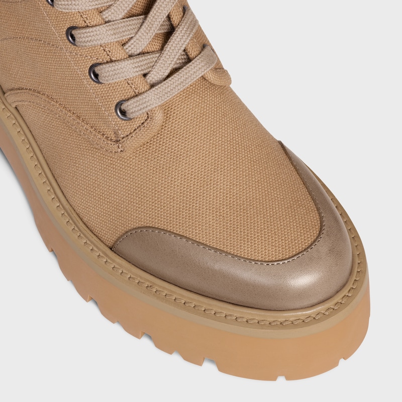 stivale celine bulky con lacci in tela e pelle di vitello
