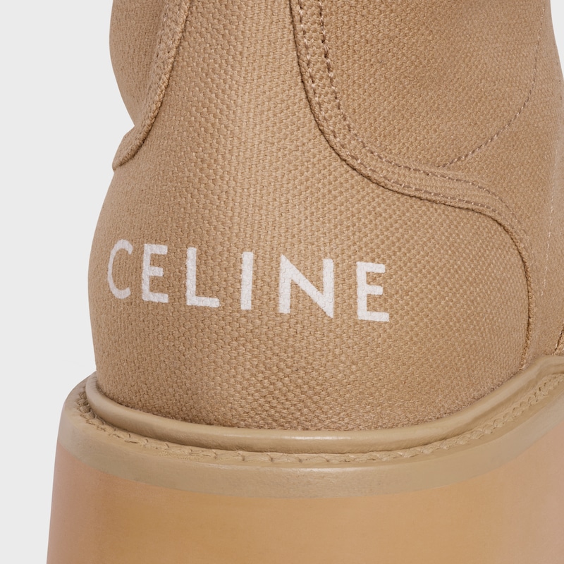 stivale celine bulky con lacci in tela e pelle di vitello