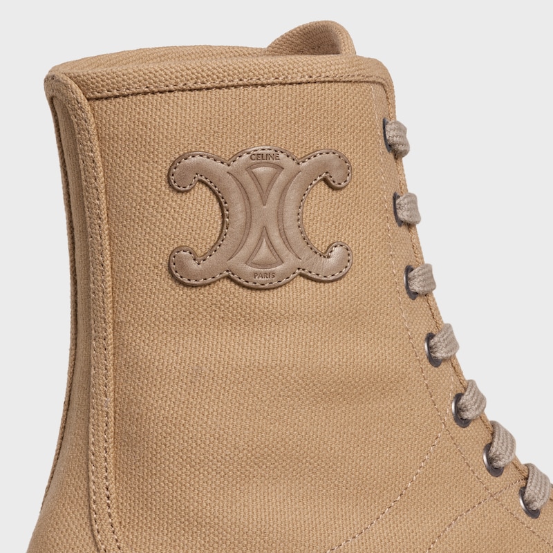 stivale celine bulky con lacci in tela e pelle di vitello