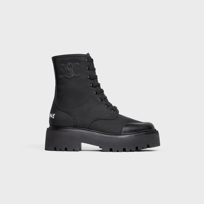 stivale celine bulky con allacciati in nylon e toro lucido