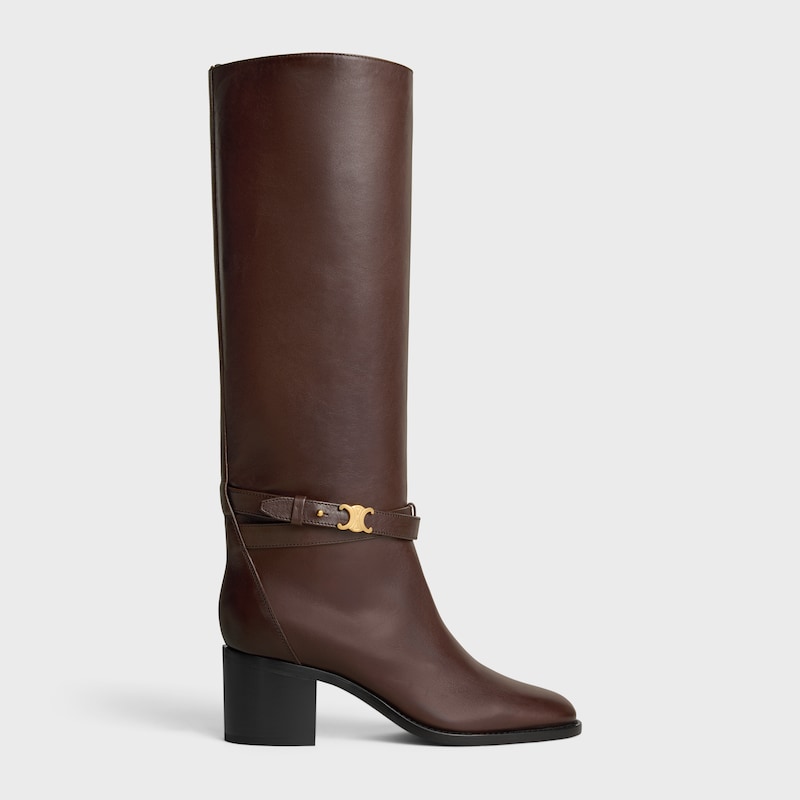 stivale alto celine garance triomphe con cinturino in pelle di vitello
