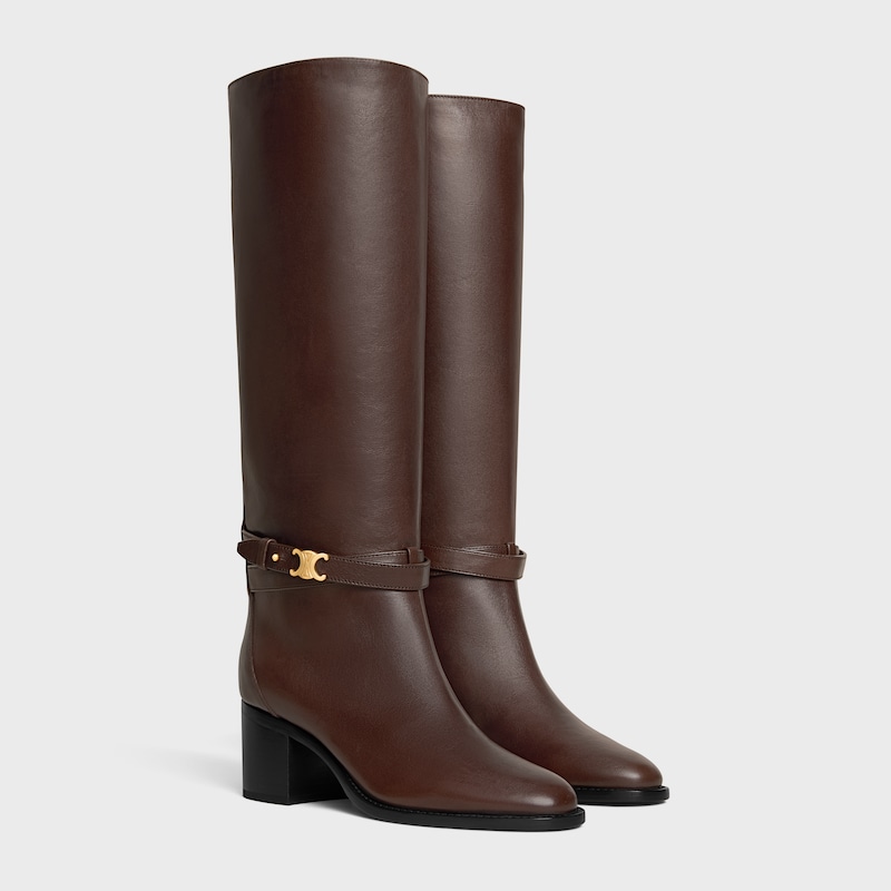 stivale alto celine garance triomphe con cinturino in pelle di vitello