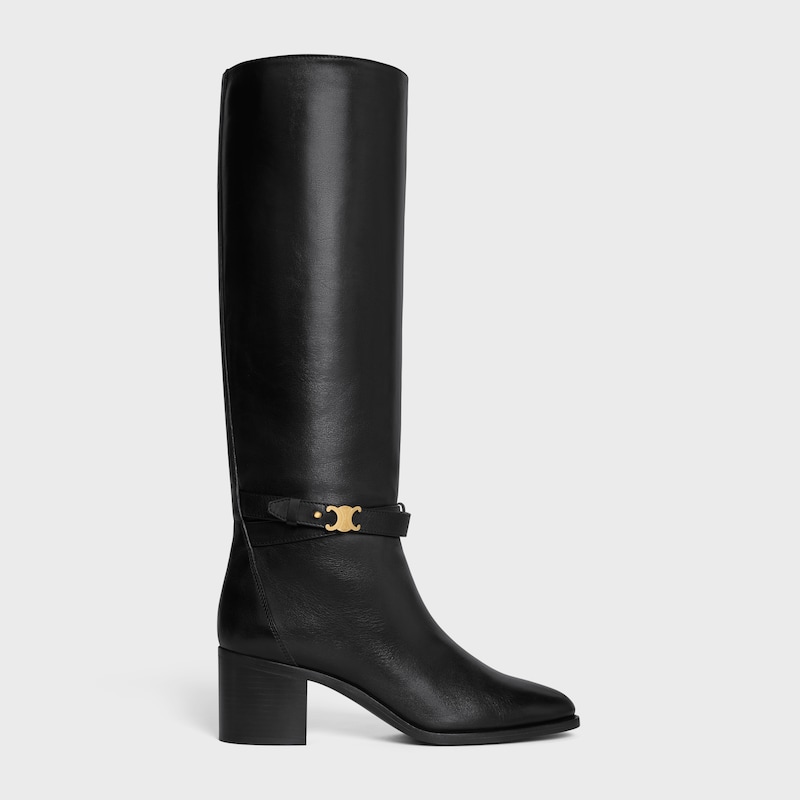 stivale alto celine garance triomphe con cinturino in pelle di vitello