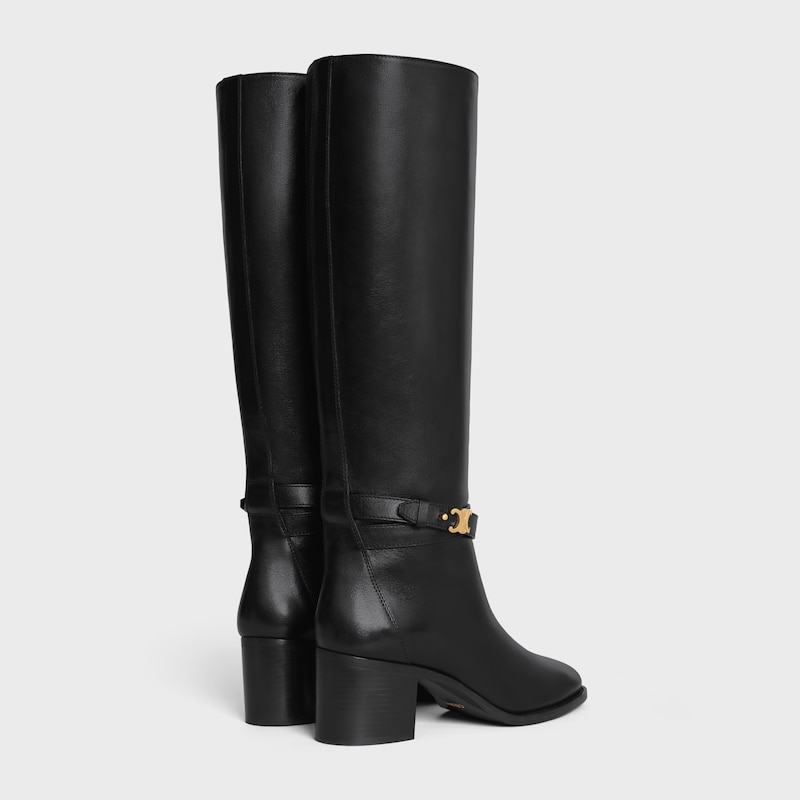 stivale alto celine garance triomphe con cinturino in pelle di vitello