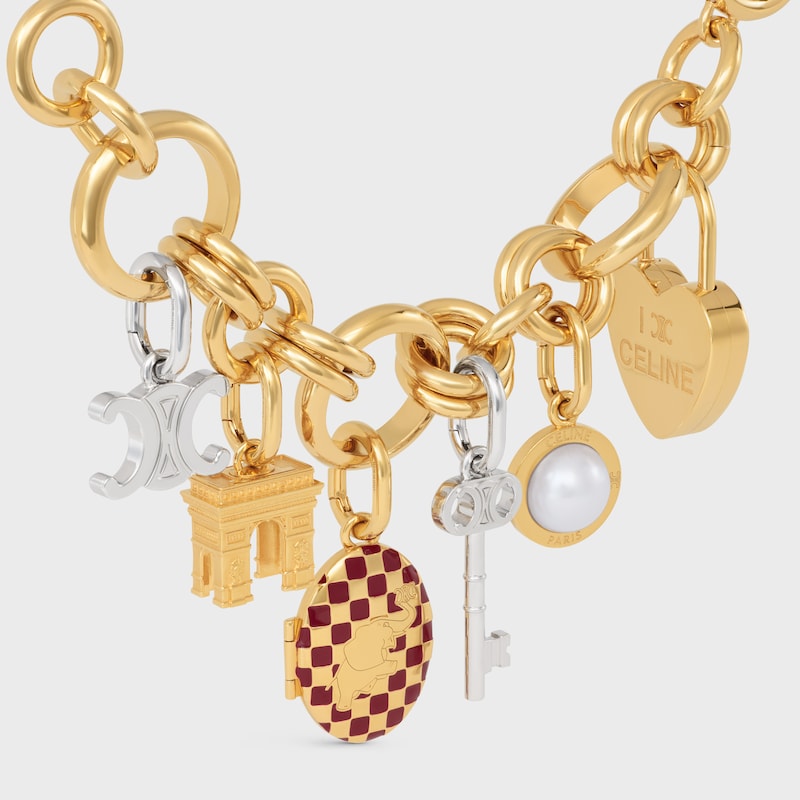 ciondolo celine charms elephant in ottone con finitura oro smalto e acciaio