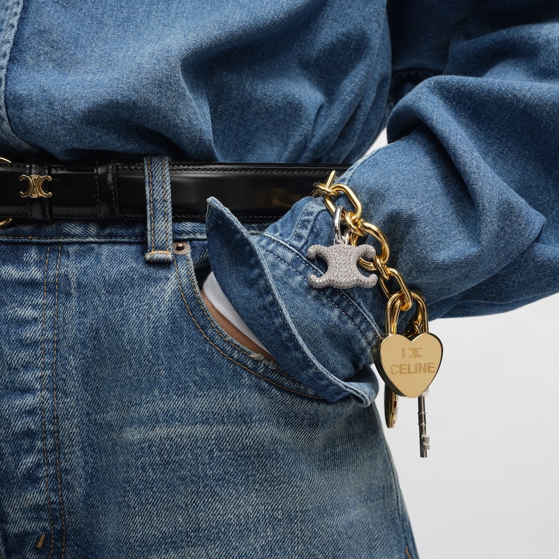 celine charms triomphe in strass e ottone con finitura rodio