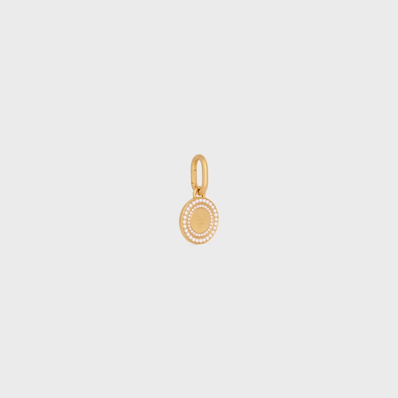 celine charms medaglia di perle in resina e ottone con finitura oro