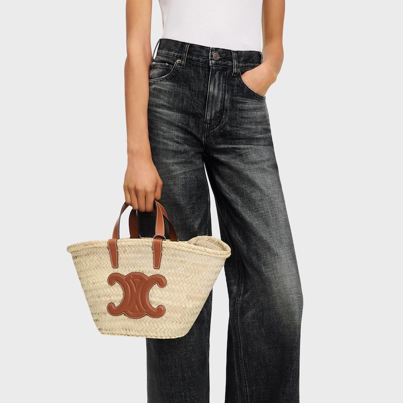 borsa classica celine per teen in foglie di palma e pelle di vitello