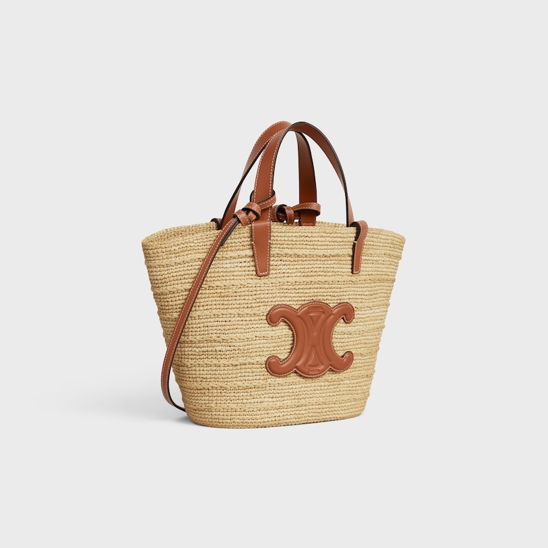 borsa a tracolla classica celine per adolescenti in raffia e pelle di vitello