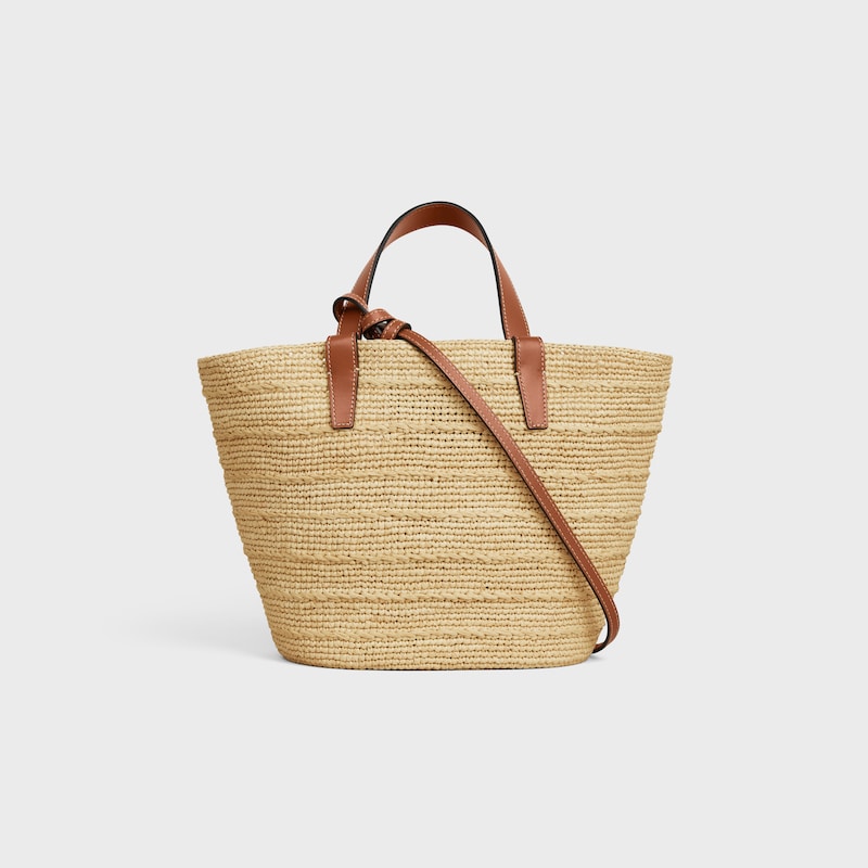 borsa a tracolla classica celine per adolescenti in raffia e pelle di vitello