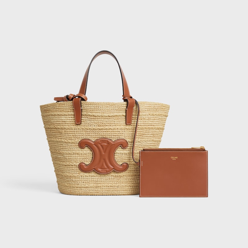 borsa a tracolla classica celine per adolescenti in raffia e pelle di vitello