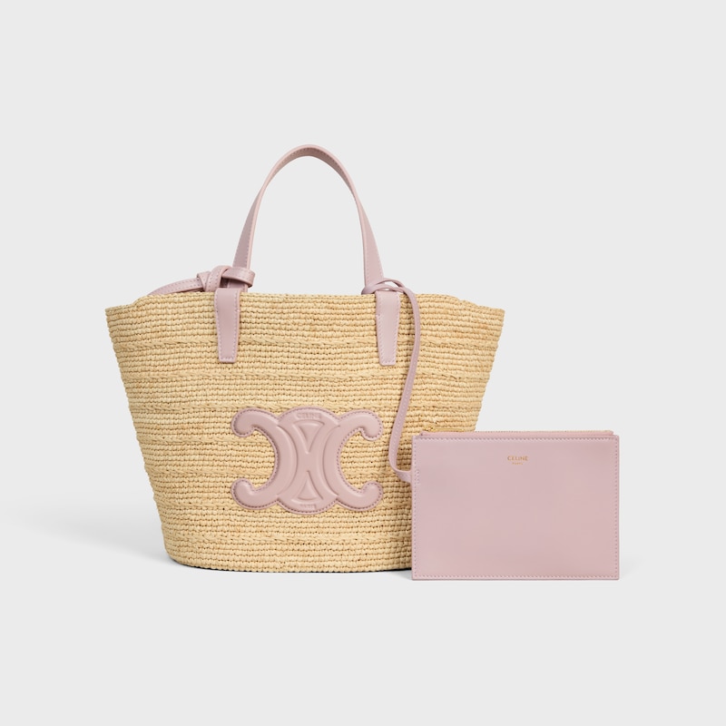 borsa a tracolla classica celine per adolescenti in raffia e pelle di vitello