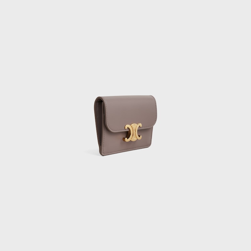 porta carte con patta triomphe in pelle di vitello lucida