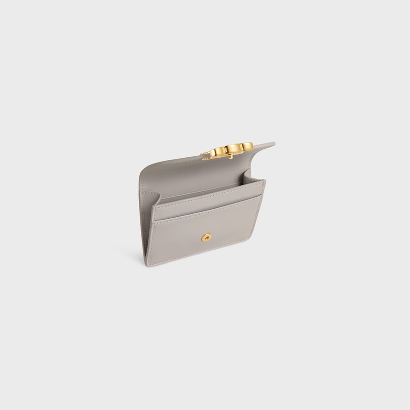 porta carte con patta triomphe in pelle di vitello lucida