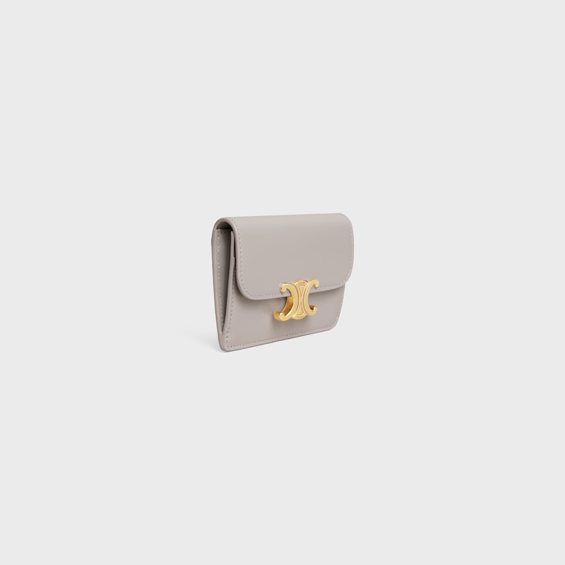 porta carte con patta triomphe in pelle di vitello lucida