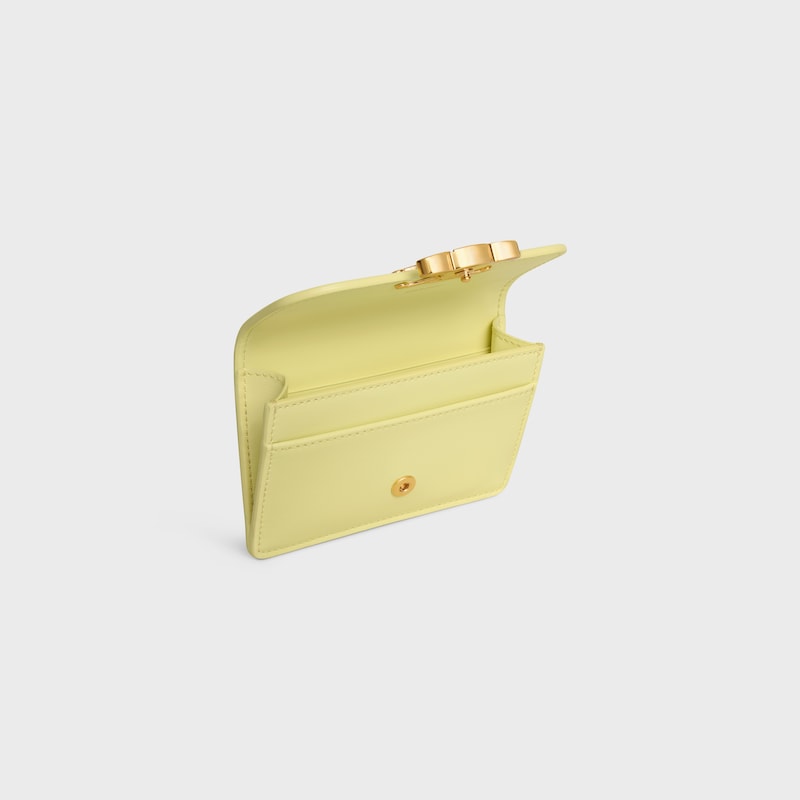 porta carte con patta triomphe in pelle di vitello lucida