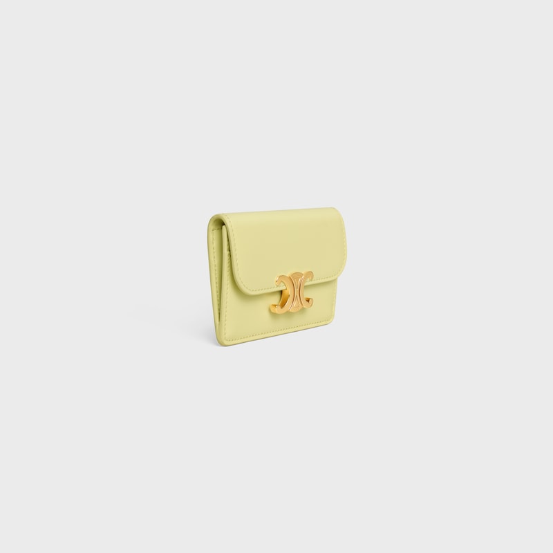 porta carte con patta triomphe in pelle di vitello lucida