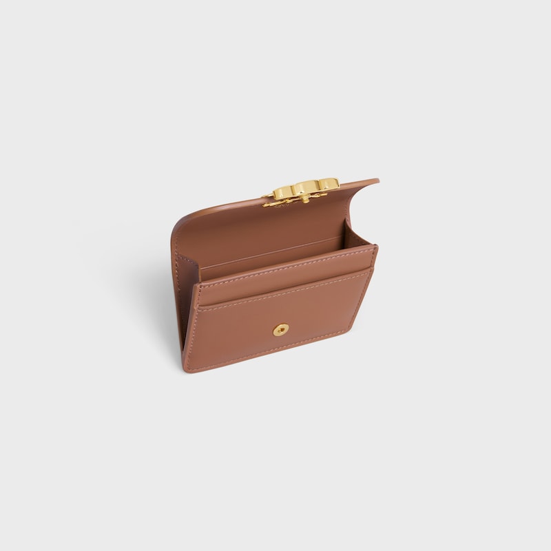porta carte con patta triomphe in pelle di vitello lucida