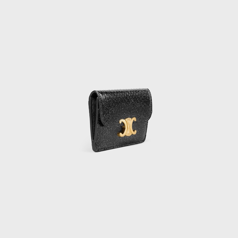 porta carte con patta triomphe in pitone