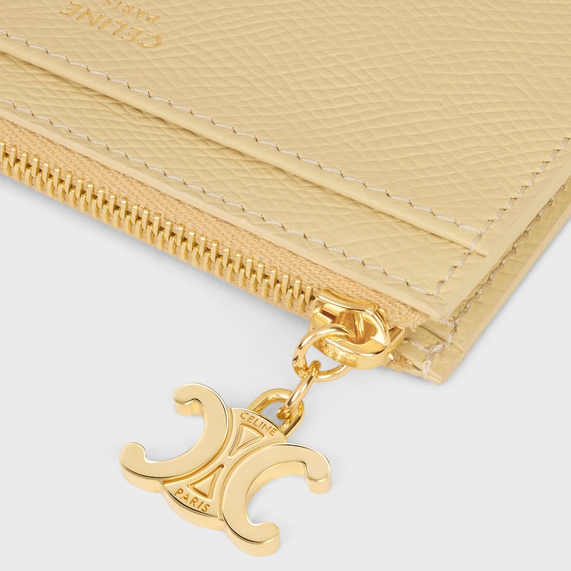 porta carte con zip triomphe charms in pelle di vitello martellata