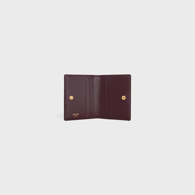 porta carte bi-fold in pelle di vitello lucida