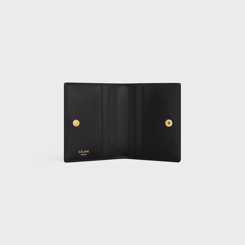porta carte bi-fold in pelle di vitello lucida