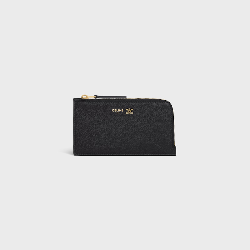 porta carte lungo con zip in morbida pelle di vitello granulata