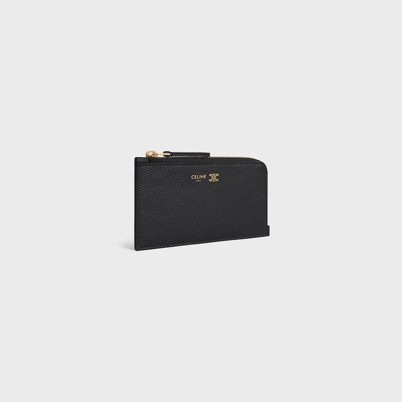 porta carte lungo con zip in morbida pelle di vitello granulata