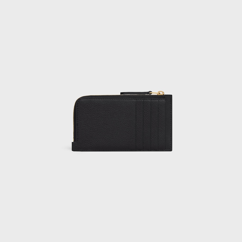 porta carte lungo con zip in morbida pelle di vitello granulata