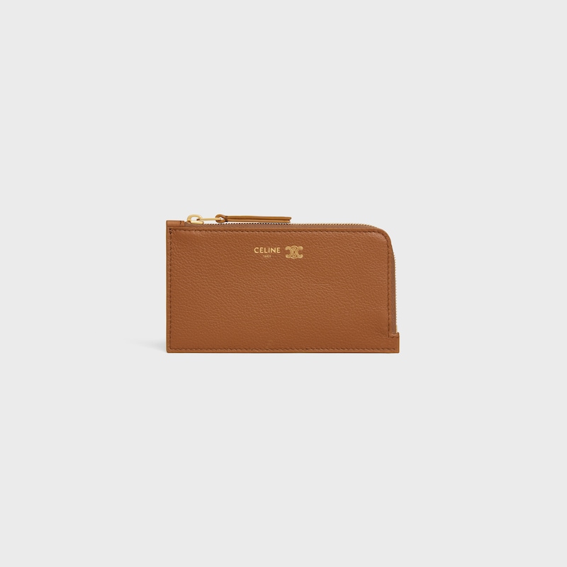 porta carte lungo con zip in morbida pelle di vitello granulata
