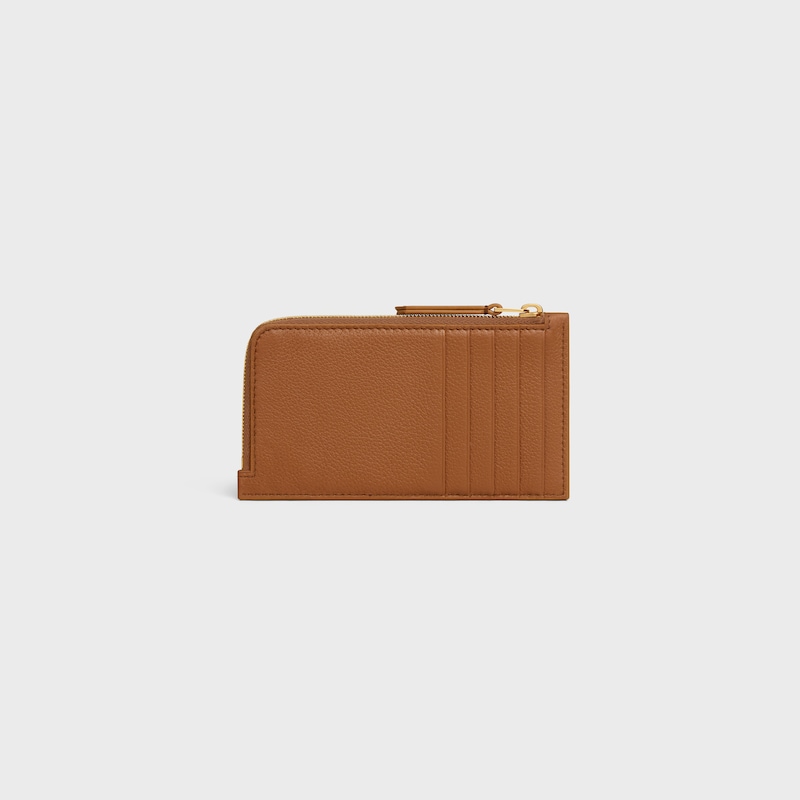 porta carte lungo con zip in morbida pelle di vitello granulata