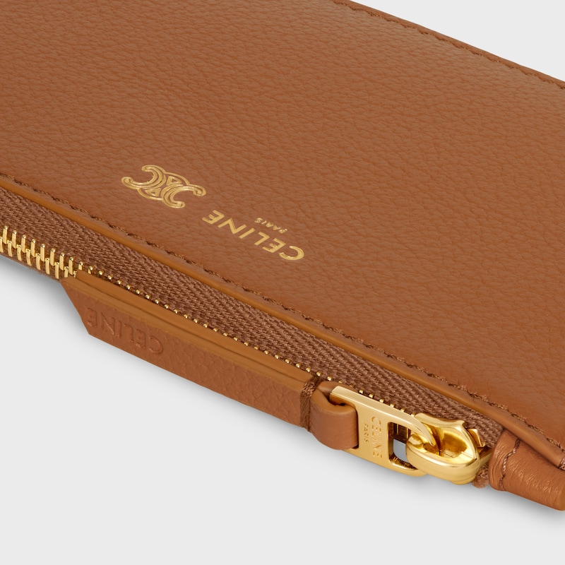 porta carte lungo con zip in morbida pelle di vitello granulata