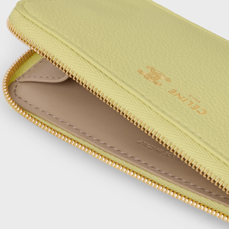porta carte lungo con zip in morbida pelle di vitello granulata