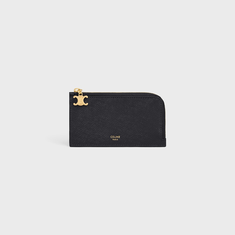 porta carte lungo con zip in pelle di vitello martellata
