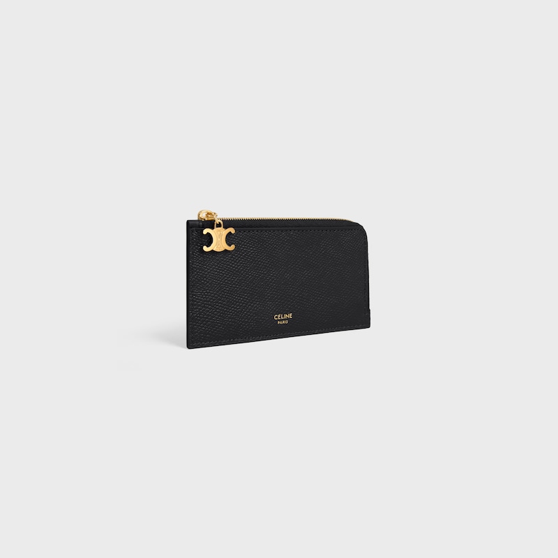 porta carte lungo con zip in pelle di vitello martellata