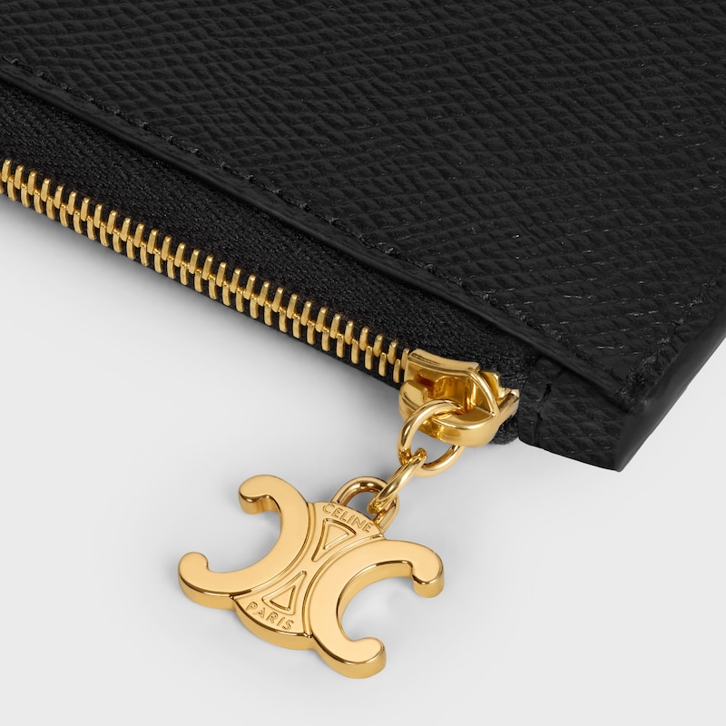 porta carte lungo con zip in pelle di vitello martellata