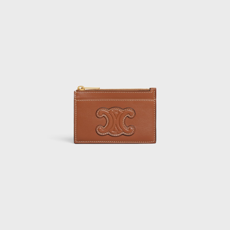 porta carte con cerniera cuir triomphe in morbida pelle di agnello