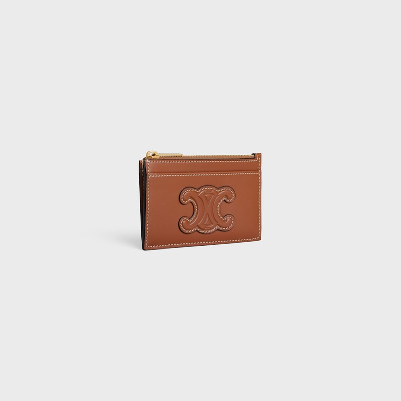 porta carte con cerniera cuir triomphe in morbida pelle di agnello