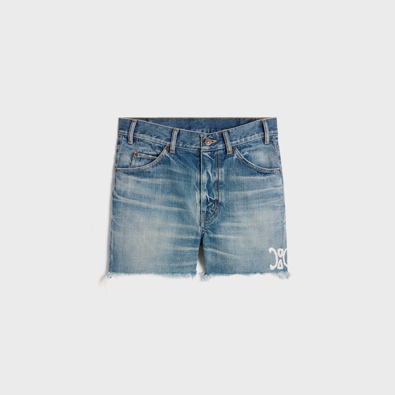 pantaloncini da skate in denim lavaggio cielo elettrico